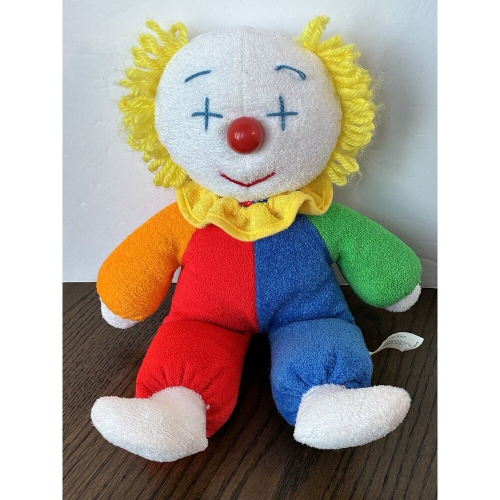Vintage Eden Baby Clown OBO Red Blue Primary Colors Stuffed Terrycloth Plush Toy